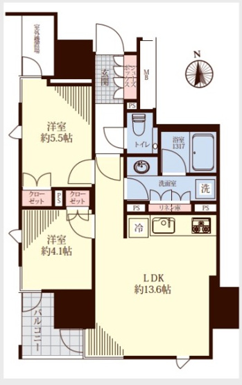 【間取り】 | ★仲介手数料無料★PREMIST KOJIMACHI（麹町駅近・上層階の2LDK）