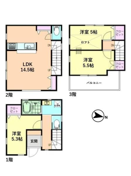 横浜市磯子区中浜町の新築一戸建の間取り