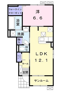 広島市安佐北区上深川町のアパートの間取り