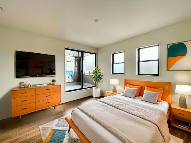 長野桐原第２の洋室|日当たり風通しともに良好！明るく朝を迎えられるつくりになっています♪　※ CGで家具を配置しています　※ CGで家具を配置しています