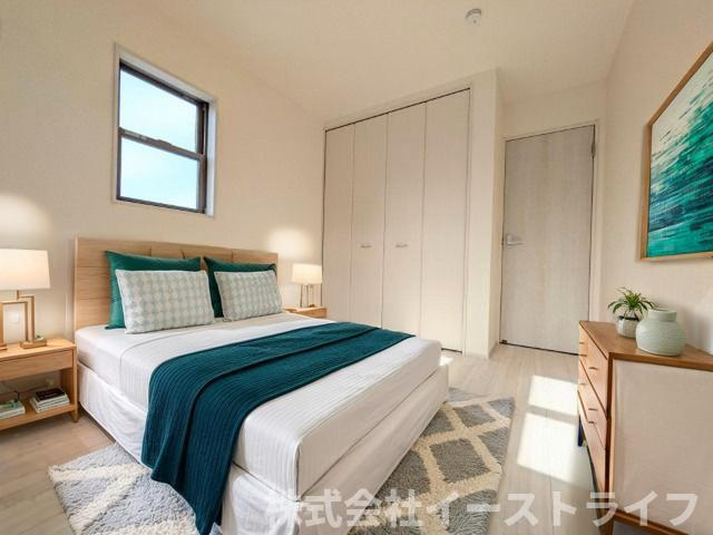 【新築戸建】　いわき市平下平窪2期　全5棟　長期優良住宅の洋室|1号棟の洋室に家具を配置したイメージ画像です
※本画像はCGで作成しており、実際に現地に 家具は置かれておりません。また、価格に 家具は含まれておりません。