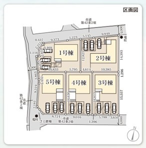 【新築戸建】　いわき市平下平窪2期　全5棟　長期優良住宅の区画図|区画図です。ご参照ください。