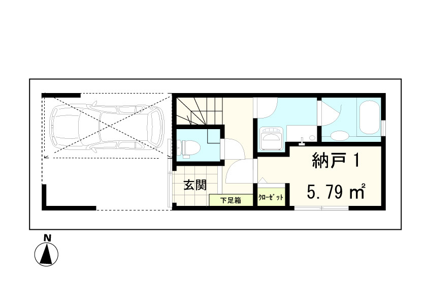 練馬区豊玉中２丁目・新築戸建の間取り|屋根付きカースペースあります♪