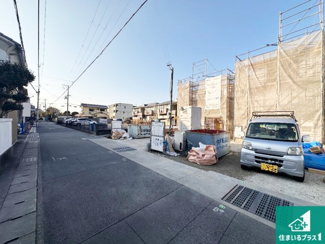 姫路市田寺　第5期　新築一戸建ての前面道路含む現地写真|周辺は落ち着いた街並みの住宅地！子育てがしやすい住環境です！まだ未完成ですが、現地でしかわからない事もございます。是非一度ご覧ください。