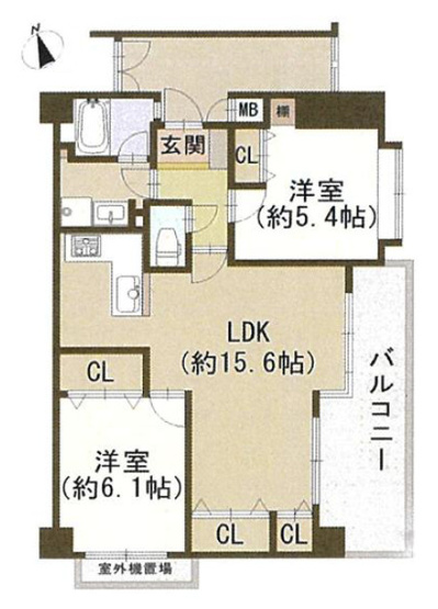 【間取り】 | エスリード鴻池 | 三方角住戸！【2LDK】玄関ポーチ付き☆室内水廻り設備一新！建具新調、フルリノベーション済み☆全室エアコン設置可能です♪