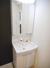 朝の支度にも助かる、独立の洗髪洗面化粧台