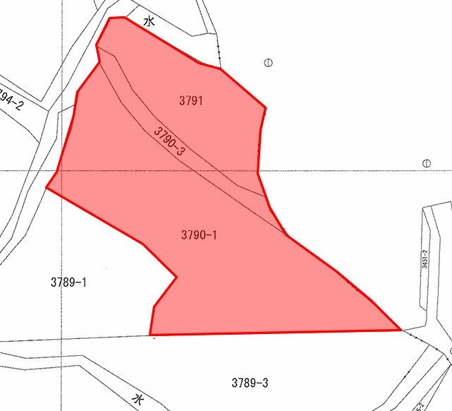 桐生市広沢町3丁目国道50号沿い土地の区画図