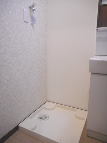 ゆったりとスペースのある洗面所