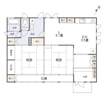 福山市山手町　戸建住宅の間取り|平屋のお家♪生活動線が楽な造りです！