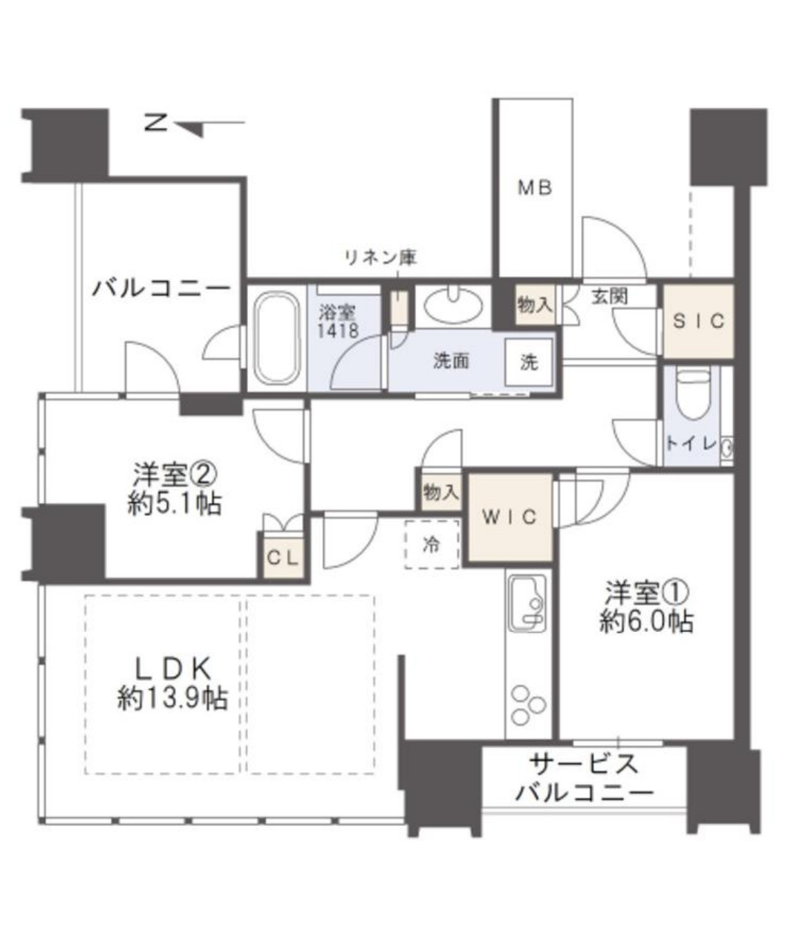 大阪市中央区タワーマンション【ザ・ファインタワー大手前】の間取り