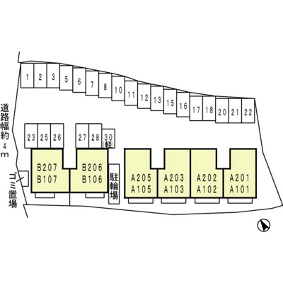 【区画図】 | グリーンゲイブルズＢ棟B207