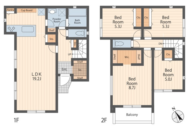 【間取り】 | 横浜市港北区大曽根1丁目 新築戸建て【仲介手数料無料】カースペース2台 | 仲介手数料無料！お問合せ下さい/080-7058-7312 