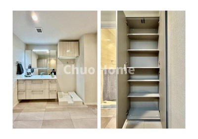 【脱衣所】 | シティタワーズ豊洲ザ・シンボル | 【洗面所】明るい洗面所は朝をすっきりさせてくれる空間です。バタバタしている忙しい朝でも収納が多い洗面台では短い時間で効率良く支度ができます。