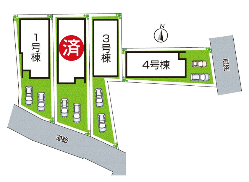 尼崎市常松　第3期　新築一戸建ての区画図|全4区画