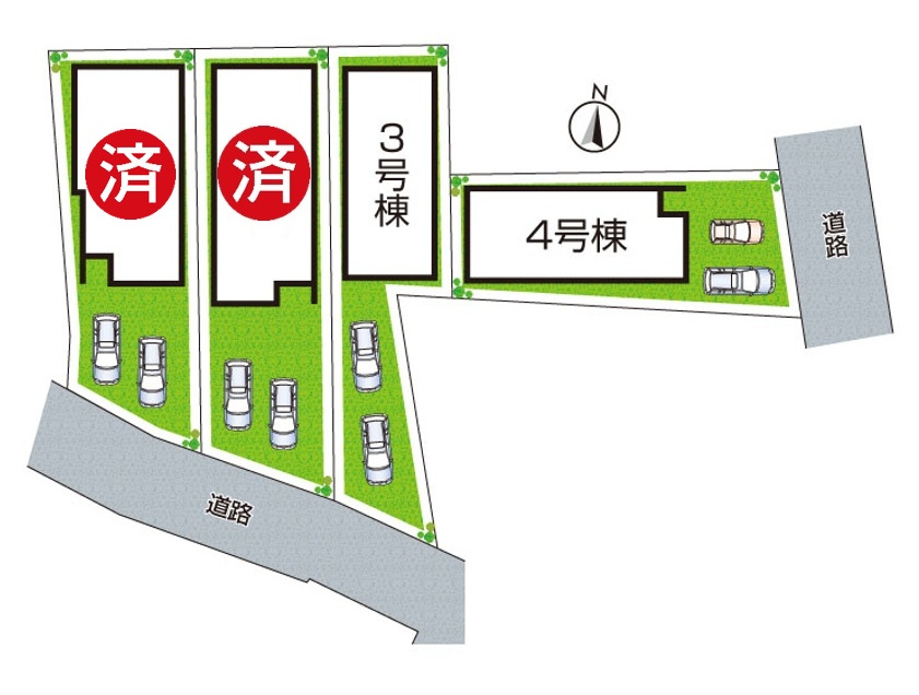 29日(土)30日(日)現地ご見学可能！　尼崎市常松　全4邸の区画図|全4区画