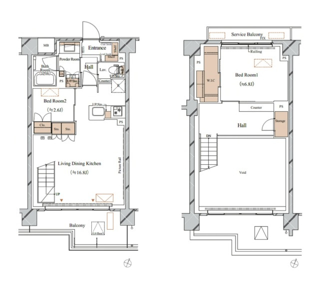 ブランシエスタ西馬込の間取り|メゾネットの2LDK！
