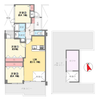 【間取り】 | パレ昆陽池公園Ⅰ