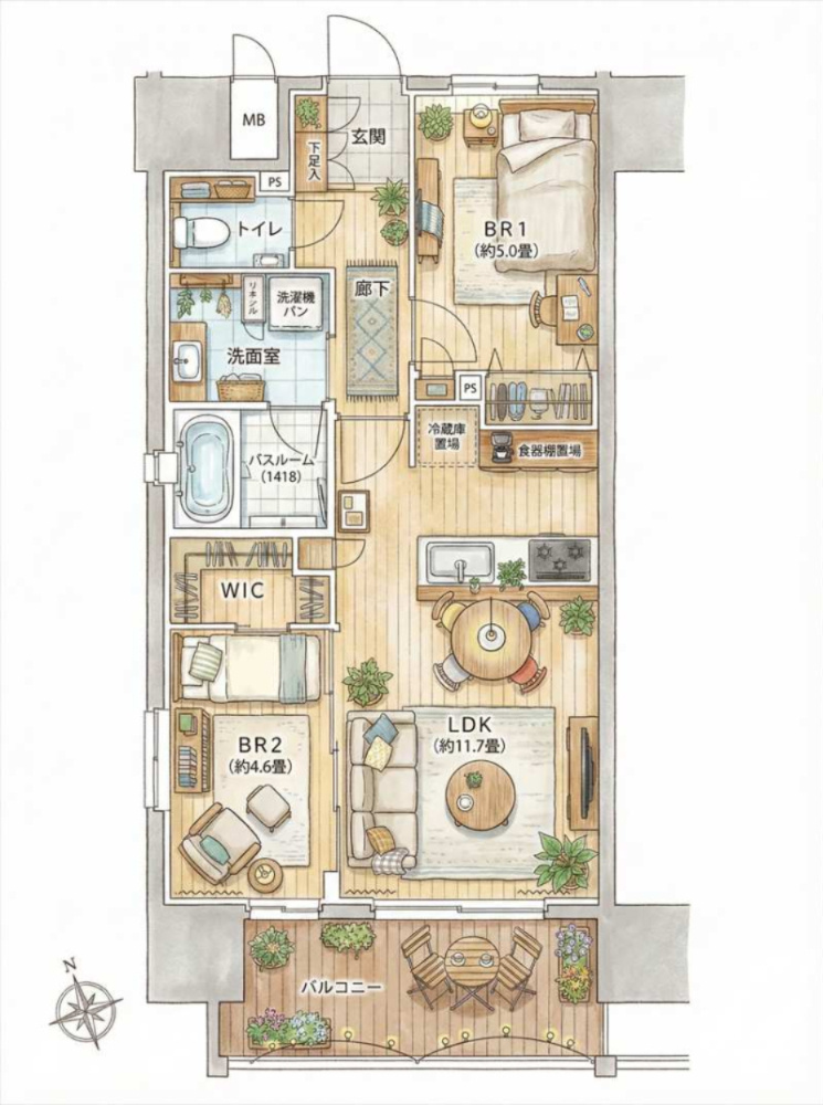  オープンレジデンシア春日原の間取り
