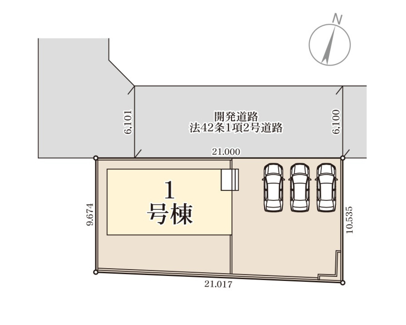 合志市野々島第1-1棟（1号棟）の区画図|配置図（1号棟）