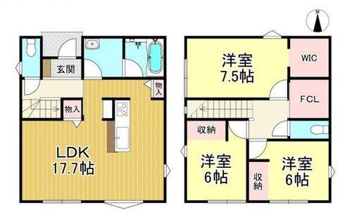 知多郡阿久比町大字宮津字小廻間　全3区画　E-12区画の間取り|E-12区画　3LDK+WIC+FCL♪