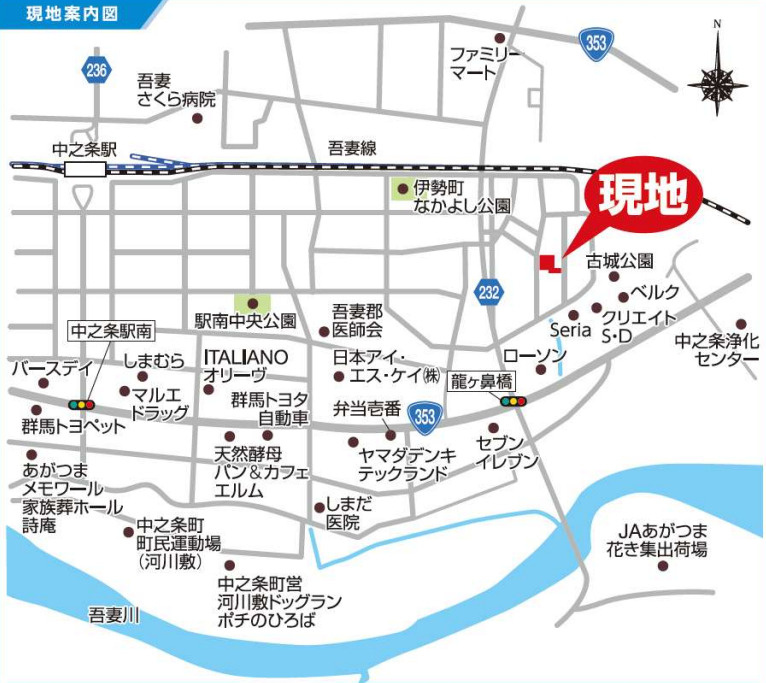 吾妻郡中之条町大字伊勢町第2　１号棟(全３棟)　クリエートの家　新築建売分譲の地図