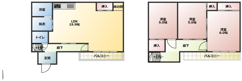 東松山市松葉町3丁目貸家の間取り