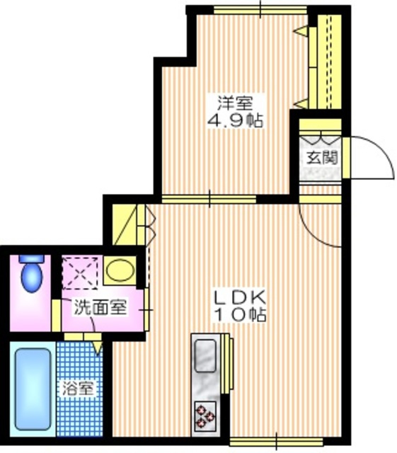 Ｏｎｅｔｔの間取り|南西向きの１ＬＤＫ３７．６４平米