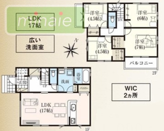 【間取り】 | 小学校7分　コンビニ６分　６m道路　清水口　2号棟 | 家族の食材がすっきり収まるパントリー付き♪
