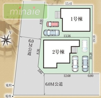 【区画図】 | 小学校7分　コンビニ６分　６m道路　清水口　2号棟