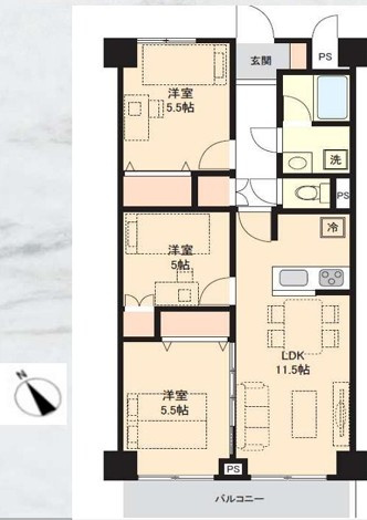 【中古マンション】エンゼルパークサイド鶴ヶ島の間取り