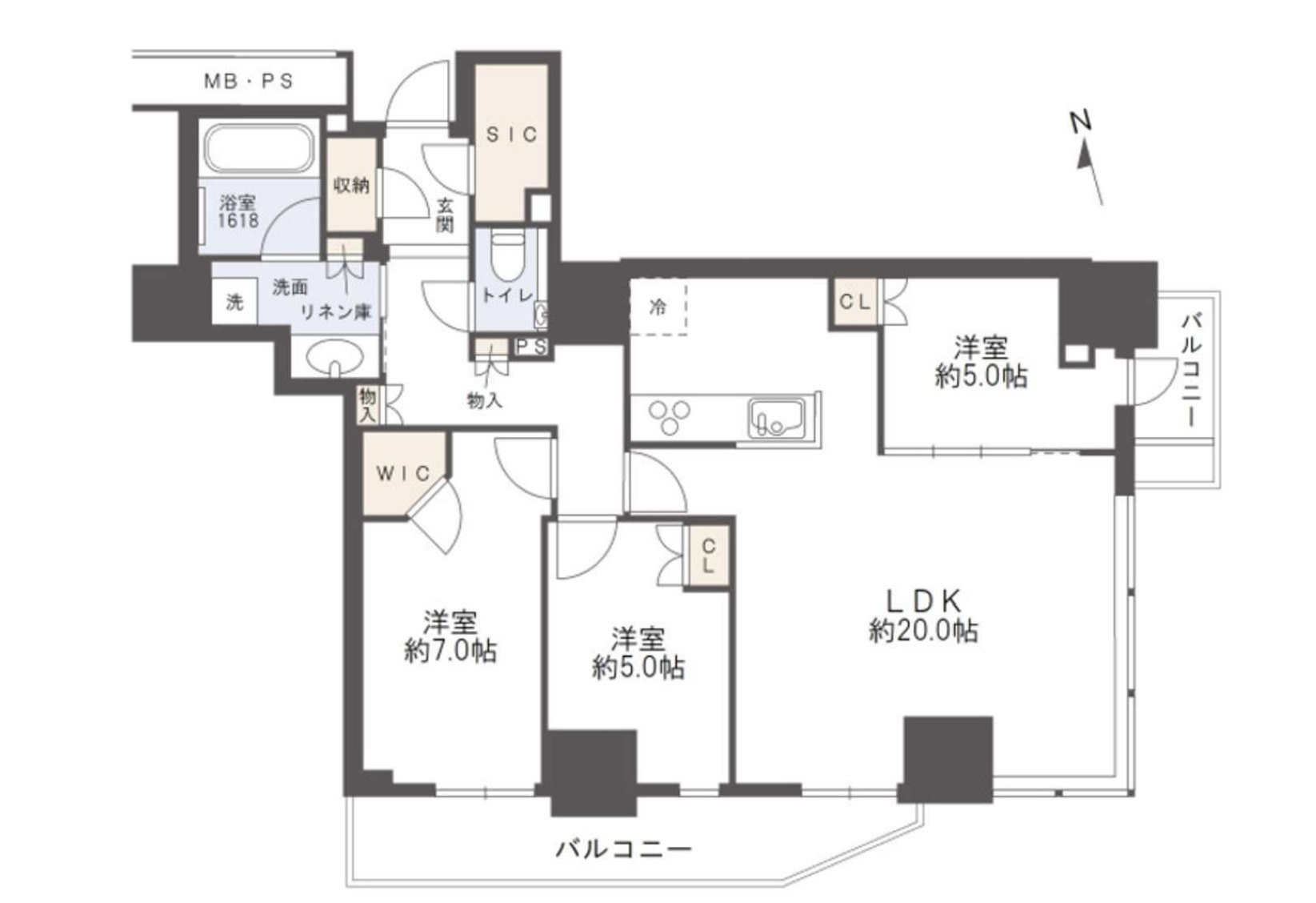 大阪市天王寺区タワーマンション【リバーガーデンタワー上町台筆ヶ崎】の間取り