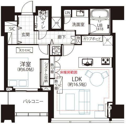 東京都港区売りタワーマンション【シティタワー麻布十番】の間取り