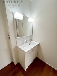 化粧品や洗顔料、歯ブラシなどの必需品をまとめて置ける収納スペースがあり、使用するたびに取り出す手間が省けます。また、水回りのため、濡れても大丈夫な素材が使用されており、お手入れが簡単です。
