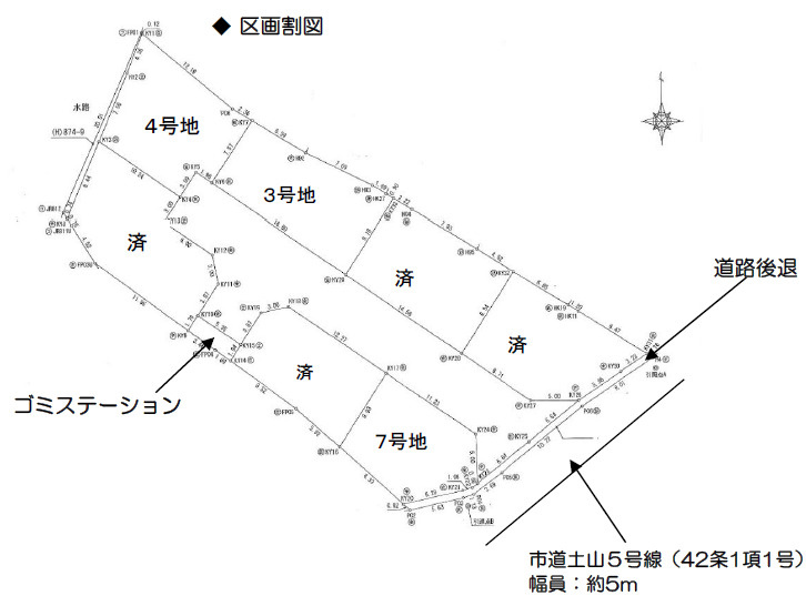 加古川市平岡町土山 （全７）土地　4号地の土地図|4号地。敷地約42.2坪です。