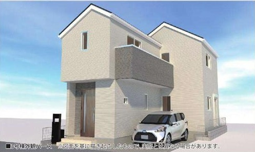 【外観パース】 | 練馬平和台3丁目　新築戸建て全2棟 | 3号棟　外観パース