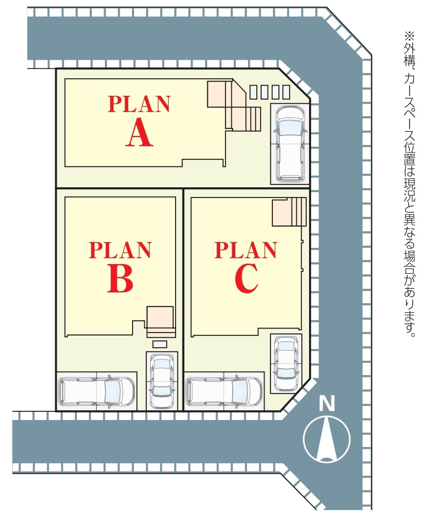 松戸市松戸新築戸建の区画図|3棟販売中！
