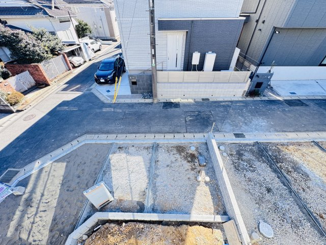 松戸市松戸新築戸建の展望|バルコニーより道路側眺望・南道路で日当たり良好♪
