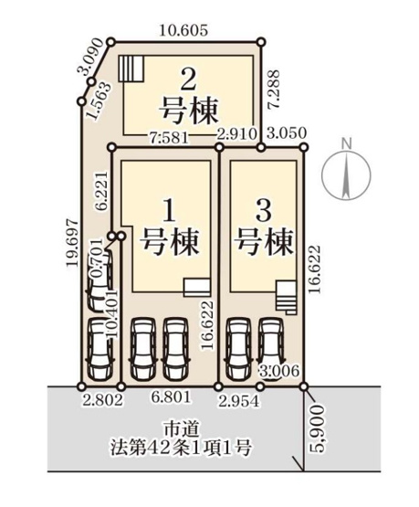 【区画図】 | 福岡市南区長住5丁目第8　3号棟（全3棟）【仲介手数料無料・0円】 | 区画図です。3号棟