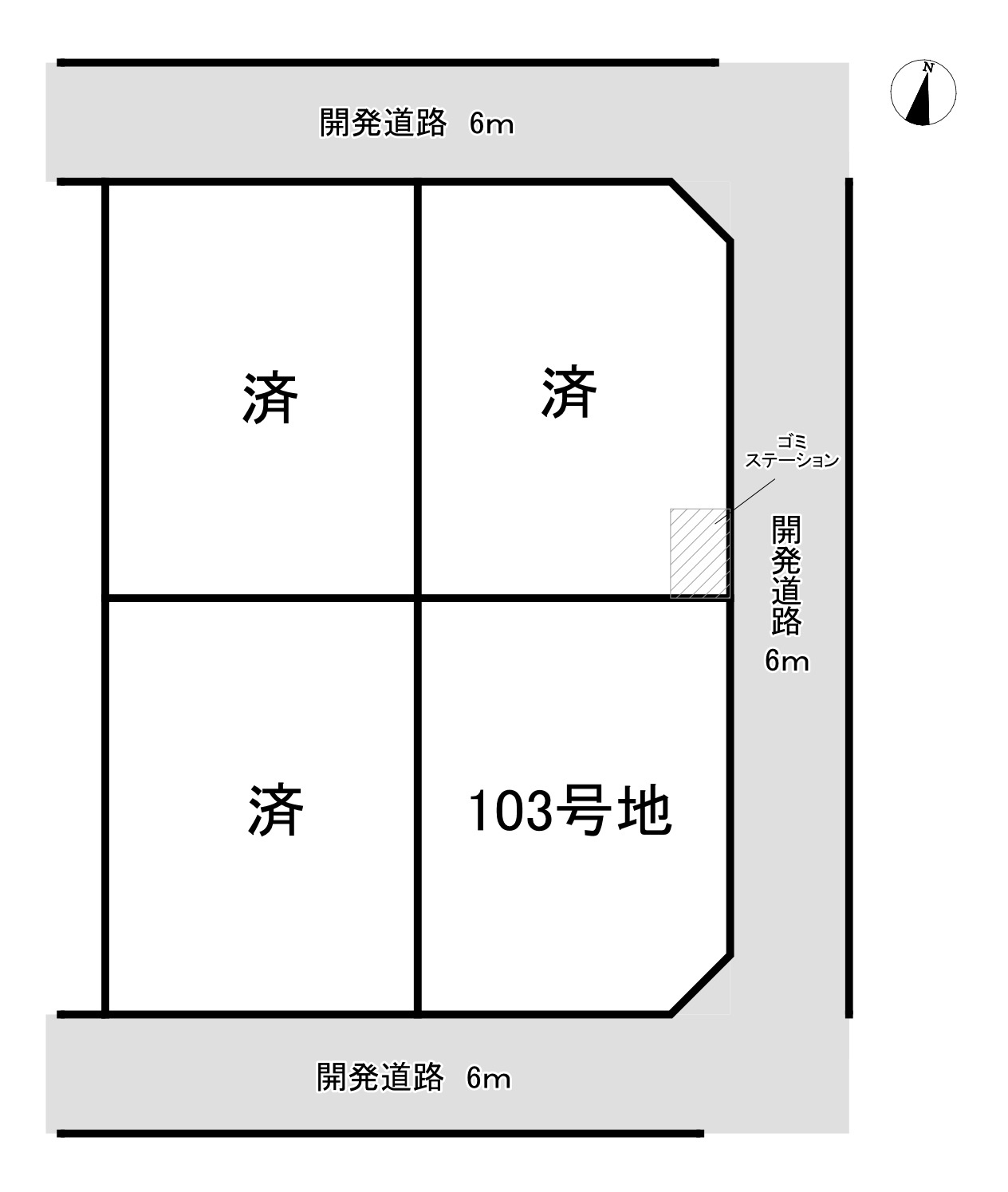 知多市日長字辰新田　全4区画　103号地の区画図|開発されたきれいな分譲地です♪