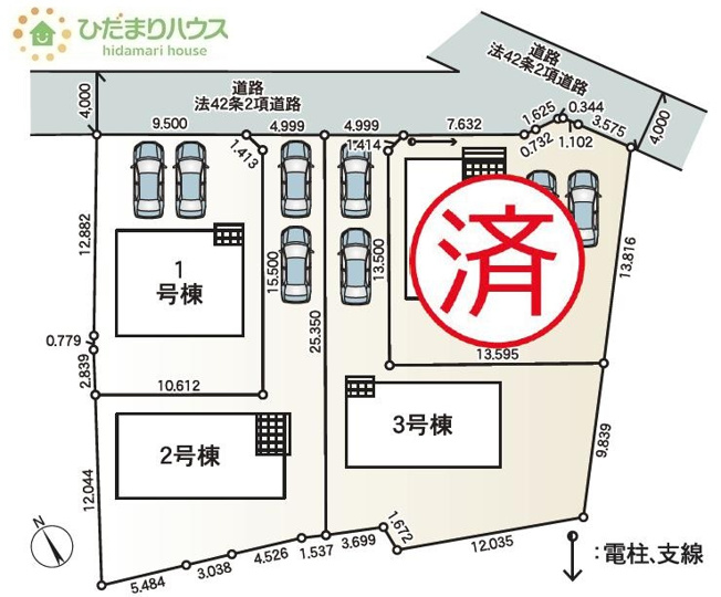 【区画図】 | 土浦市神立町第8　新築戸建　3号棟 | カースペースは2台分確保!
（3号棟）
