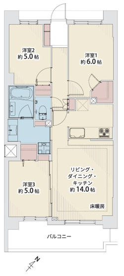 【間取り】 | ランドシティ立川多摩川テラスガーデンコート | 3LDK