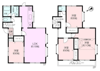 全居室６帖以上のゆとりある４LDKの間取。２階洋室１０帖は主寝室にいかがですか。