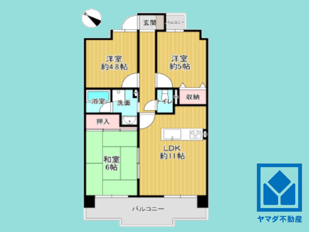 京都市伏見区淀際目町の中古マンションの間取り