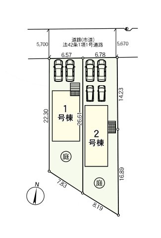福岡市南区長住7丁目第9-2棟（2号棟）の区画図|配置図（2号棟）