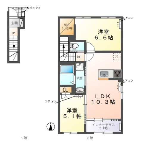 【間取り】 | (仮称)　野田市七光台Ａ棟アパート