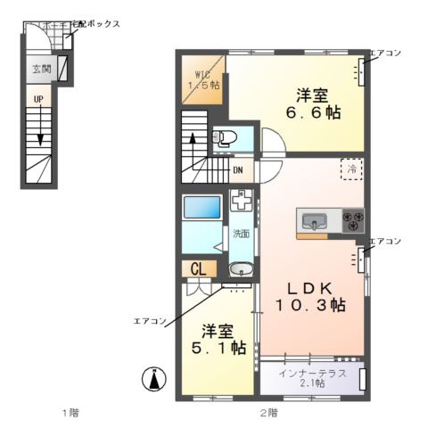 【間取り】 | (仮称)　野田市七光台Ｂ棟アパート