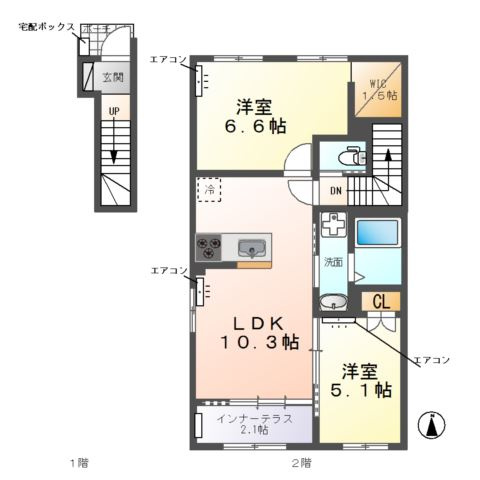 【間取り】 | (仮称)　野田市七光台Ｂ棟アパート