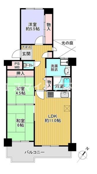 【間取り】 | ラウンドシティフドウ香里南Ｂ棟