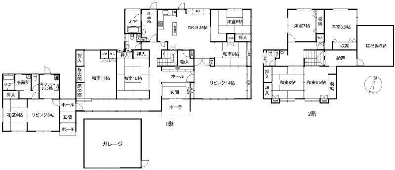 田舎暮らし　榛原山辺三の間取り