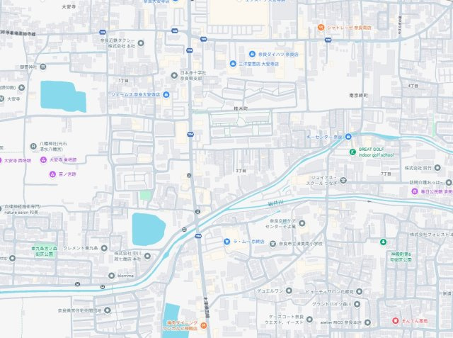 奈良市南京終町　新築一戸建ての地図